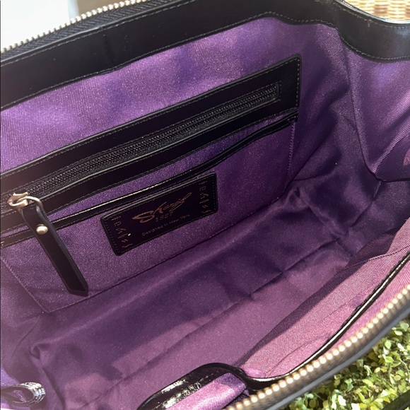 Sharif Wearable Art Pink Floral & Gear Design Leather Satchel 15”x 11”x 4” NWOT - Picture 6 of 8